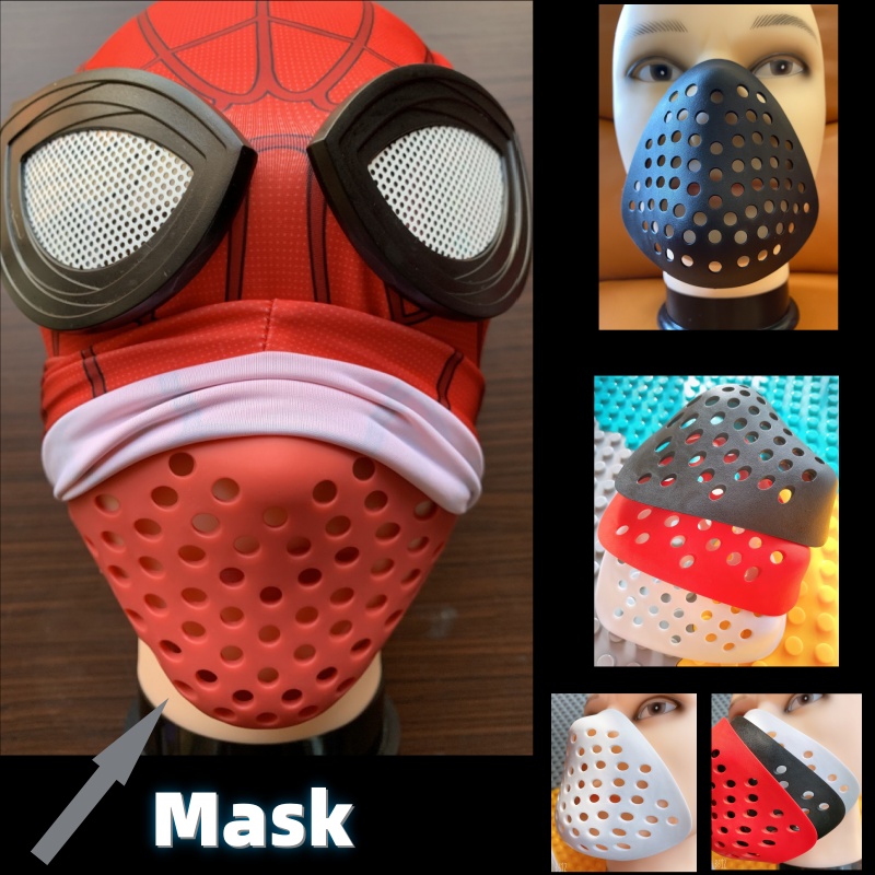 Silicone Mask Bracket - ハロウィンハーフフェイスシェル鼻と口マスクカバーアニメマスクブラックミニマスクコスプレ小道具スパイダーフェイスシェルシリカブラック/レッド