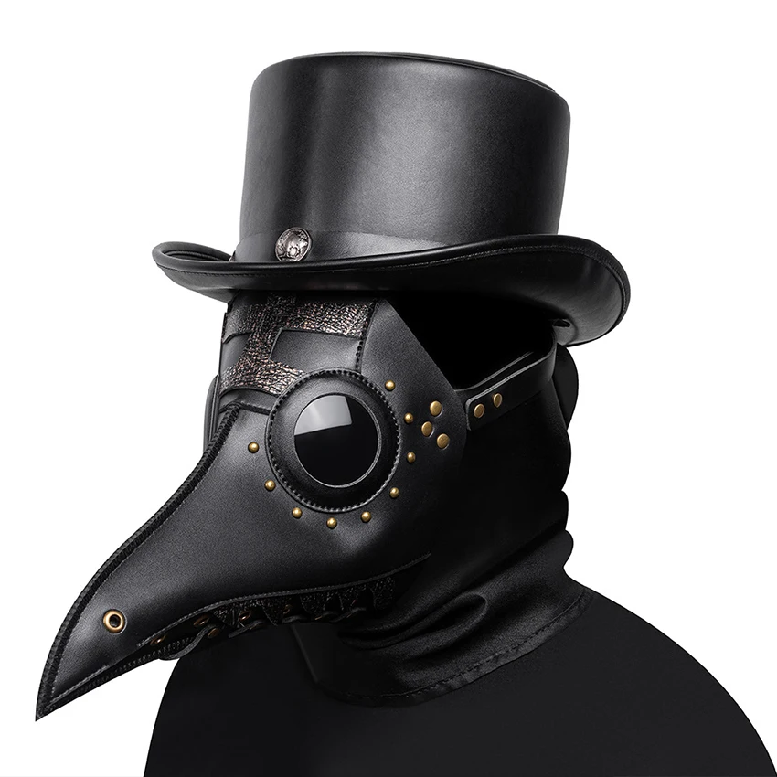 Disposable Surgical Mask - スチームパンク風ペスト医師マスクコスプレハロウィンレザーゴシックハットブラックヴィンテージ仮面舞踏会くちばしマスクフェイスカーニバル小道具